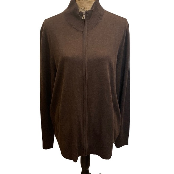 Apt. 9 Brown Full Zip Knit Cardigan Size XL NWT - Picture 1 of 9